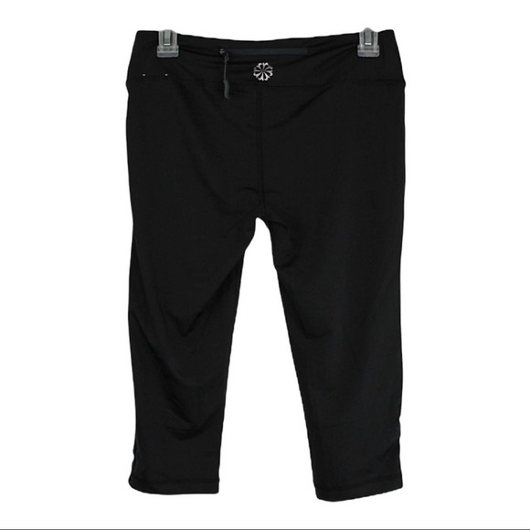 Women’s Reflex Capris Leggings, Zipper Pocket, Black, Gray Stripe, Size Large - Picture 2 of 8